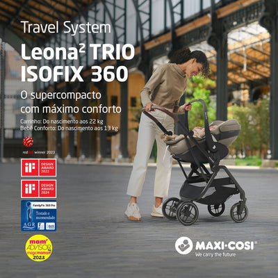 Carrinho de Bebê Travel System Maxi-Cosi Leona² com Pebble Pro 360 Twillic Truffle - Conforto XL em tamanho XS